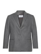 Flannel Wool Tailored Blazer Calvin Klein Grey
