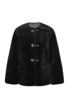 Fur-Effect Coat With Appliqués Mango Black