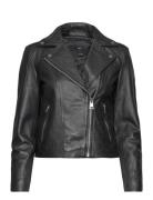 Leather Biker Jacket Mango Black