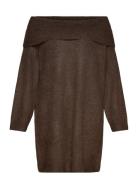 Mbea, L/S, Fold Abk Dress Zizzi Brown