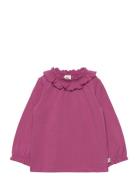 Cozy Me Frill Collar L/S T Baby Müsli By Green Cotton Pink