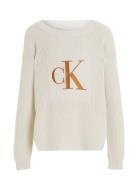 Bronze Monogram Slit Sweater Calvin Klein Cream