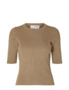 Slfmala 2/4 Knit O-Neck Noos Selected Femme Brown