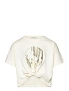 Cropped Knotted T-Shirt Tom Tailor Cream