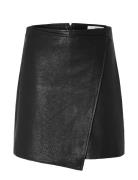 Slfcarol Hw Short Leather Skirt Selected Femme Black