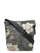 Small Shoulder Bag Black Flower Linen Ceannis Patterned