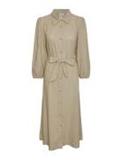 Yasflaxy 3/4 Linen Shirt Dress Noos YAS Beige