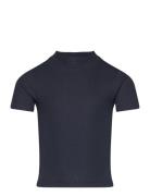 Cropped Mock Neck Rib T-Shirt Tom Tailor Navy