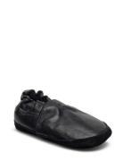 Solid Leather Slippers Melton Black