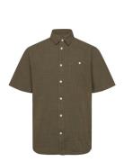 Regular Linen Look Short Sleeve Shi Knowledge Cotton Apparel Green