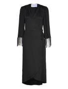 Msjassie Solid Fringe Sleeve Dress Minus Black