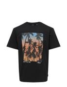 Onskolton Reg Beach Photoprint Ss Tee ONLY & SONS Black