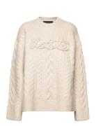 Cable Knit Logo Sweater ROTATE Birger Christensen Beige