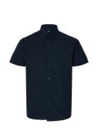 Slhreg-New Linen Shirt Ss Noos Selected Homme Navy