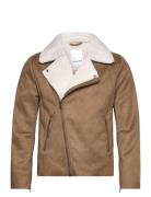 Imit?. Shearling Biker Jacket Lindbergh Brown