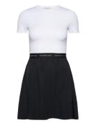 Logo Elastic Short Sleeve Dress Calvin Klein Jeans White