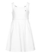 Back Logo Tape Fit Flare Dress Calvin Klein White
