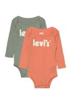 Levi's® Poster Logo Long Sleeve Bodysuit 2-Pack Levi's Patterned