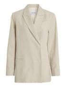 Linen Tailored Relaxed Blazer Calvin Klein Beige