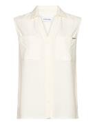 Pocket Blouse Sleeveless Calvin Klein Cream