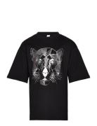 T Shirt Frontprint Panther Lindex Black