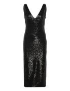 Sequin Low Cut Back Dress ROTATE Birger Christensen Black