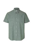 Slhregnew-Linen Shirt Ss Classic W Selected Homme Green