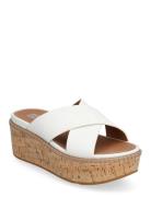 Eloise Leather/Cork Wedge Cross Slides FitFlop White
