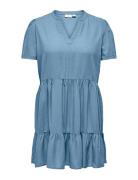 Cartiri-Caro S/S V-Neck Lin Dress Tlr ONLY Carmakoma Blue