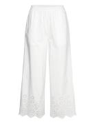 Cotton Trousers W/ Embroidery Rosemunde White