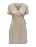 Onladdiction-Caro S/S Linen Dress Cc Pnt ONLY Beige