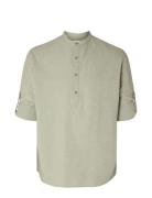 Slhregnew-Linen Shirt Tunic Ls Band Selected Homme Green