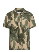 Flowing Tropical-Print Shirt Mango Green