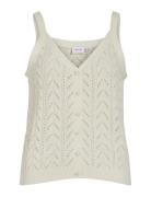 Vietti S/L V-Neck Pointelle Knit Singlet Vila Cream