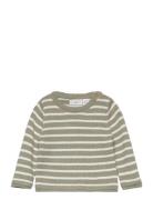 Striped Cotton-Blend Sweater Mango Green