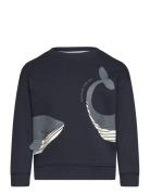 Printed Cotton Sweatshirt Mango Navy