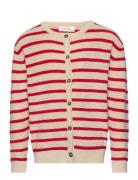 Cardigan Knit Pattern Stripe Petit Piao Red
