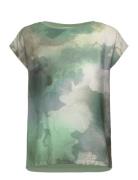 Albony Printed Drop Shoulder Round Neck Tee Tamaris Apparel Green