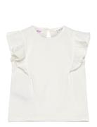 Short-Sleeved Ruffle T-Shirt Mango White