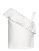 Ruffled Asymmetric T-Shirt Mango White