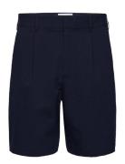 Linton Pleat Short Seersucker Navy Wax London Navy