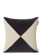 Patched Organic Cotton Velvet Pillow Cover Lexington Home Grey