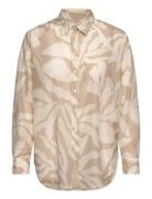 Rel Palm Print Cot Silk Shirt GANT Beige