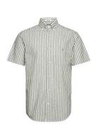 Reg Cotton Linen Stripe Ss Shirt GANT Green