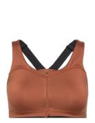 Front Zip Sports Bra Stay In Place Brown