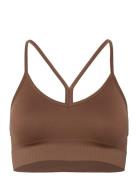 Seamless Graphical Rib Sports Top Casall Brown