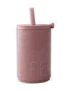 Travel Cup With Straw 330Ml Design Letters Pink