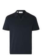 Slhteller Ss Knit Polo W Selected Homme Navy