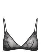 Lace Satin Triangle Bralette Understatement Underwear Black