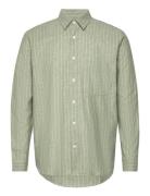 Cotton Linen Malte Stripe Shirt Mads Nørgaard Green